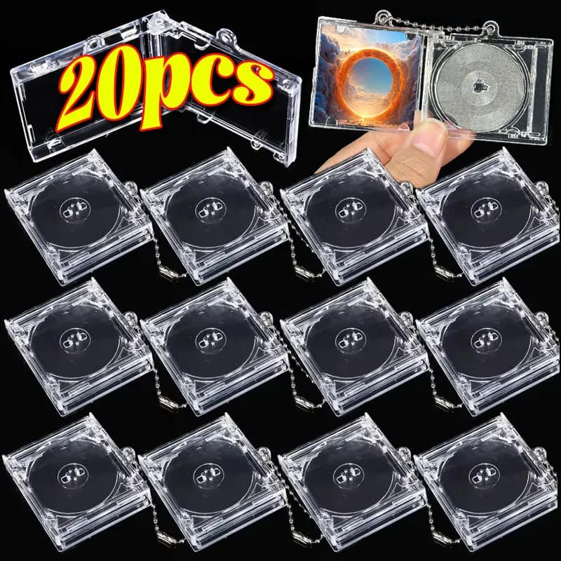 Mini portachiavi con scatola CD vuota, ciondolo creativo portatile fai da te, zaino in plastica trasparente, decorazione, donna, uomo, gioielli di moda