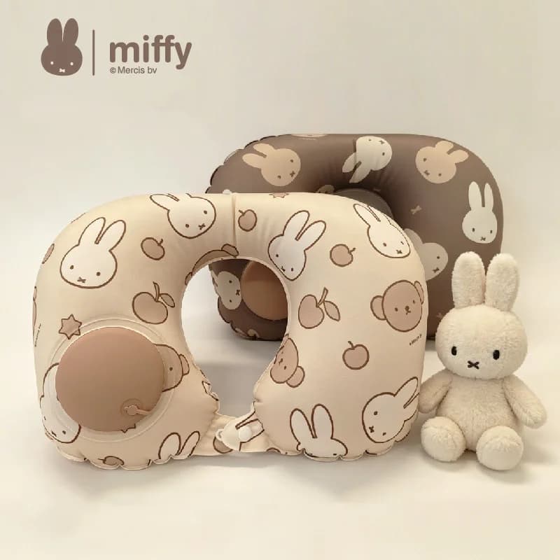 Cuscino da viaggio gonfiabile a forma di U Miffy, portatile per aereo, treno, viaggi a lunga distanza, ufficio, riposo, viaggi d'affari