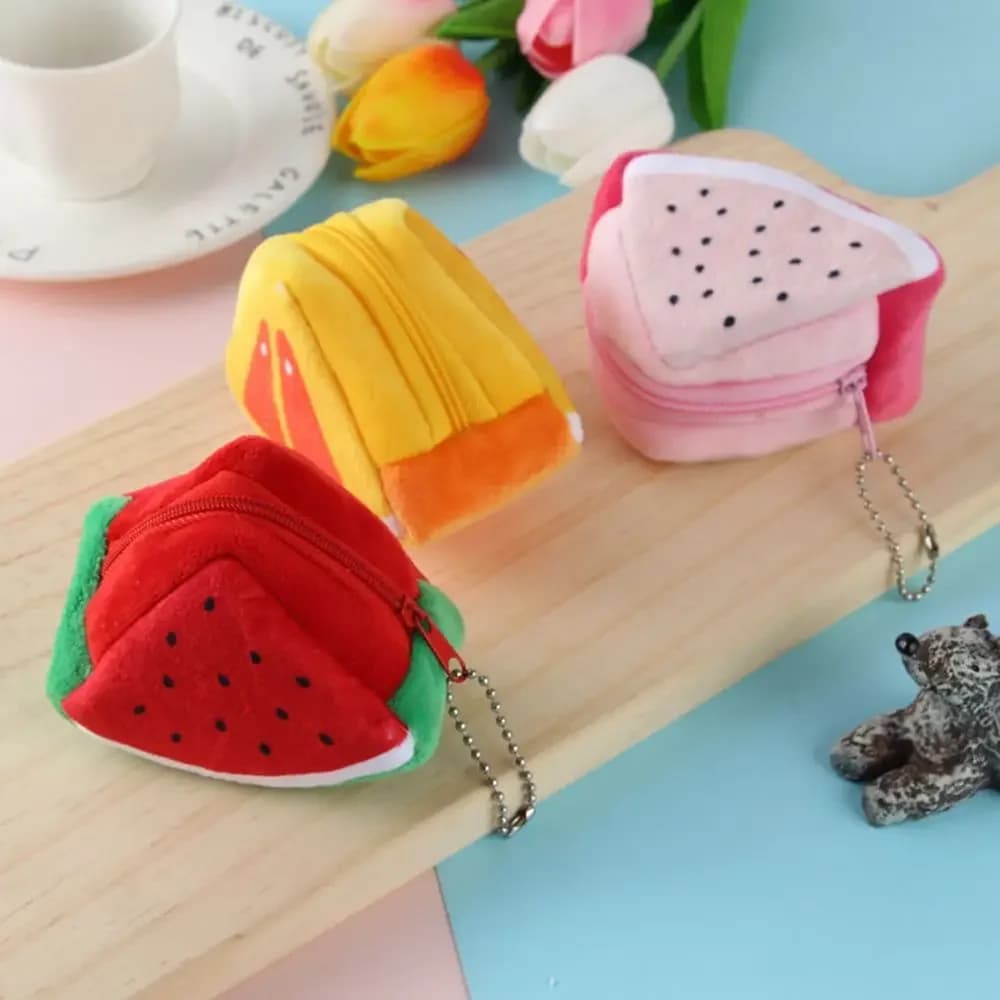 1pc Cute Fruit Coin Purse Mini Zipper Key Bag Portable Coin Pouch Travel Storage Wallet Gift for Women Girls