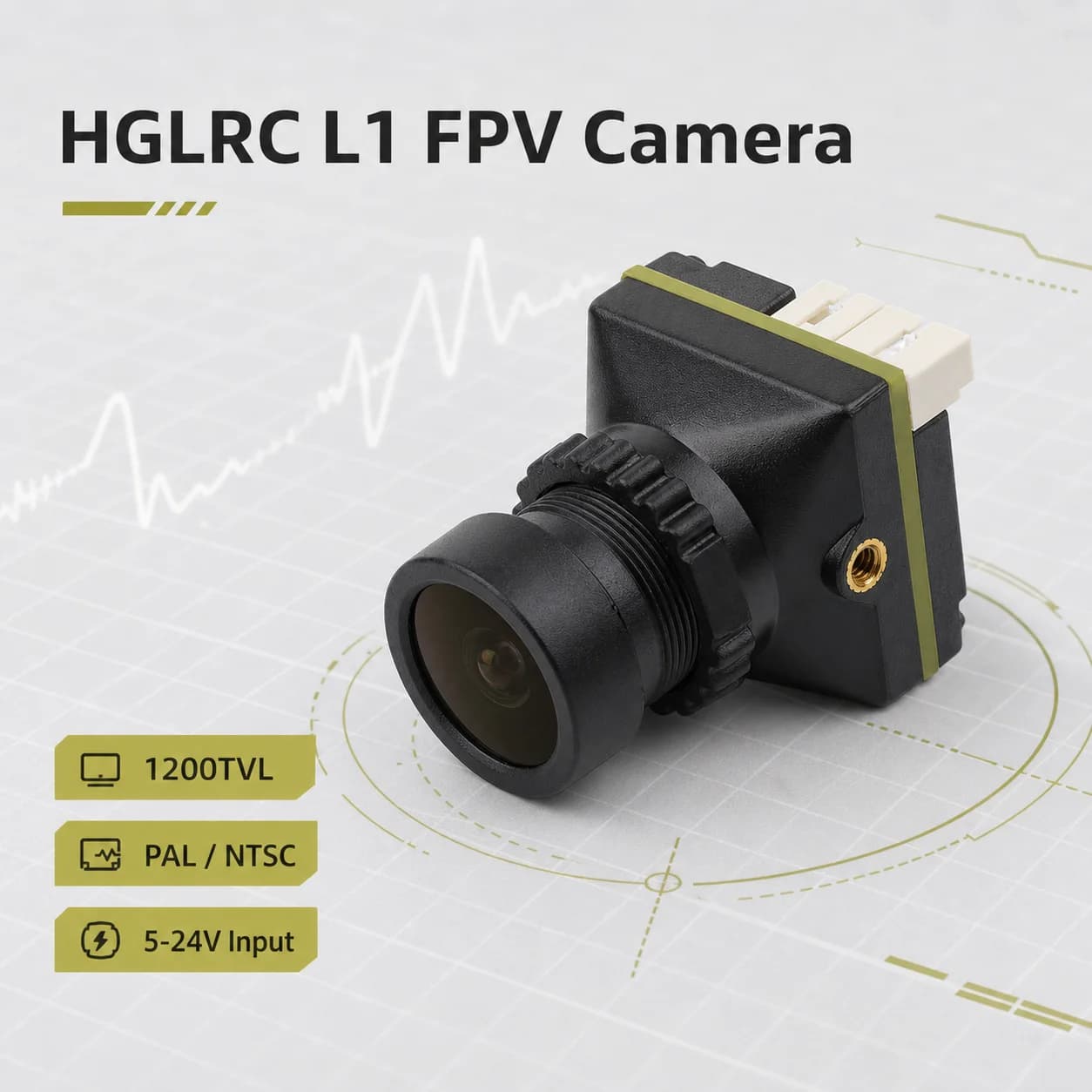 HGLRC L1 Mini Analog FPV Camera 1200TVL 19x19mm 5-24V Low Light 2.1mm Lens PAL NTSC OSD For RC Racing Drone Parts