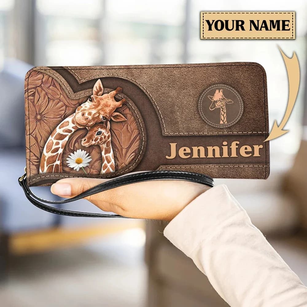 Women's wallet with giraffe pattern, in PU leather, 2023 long bag, coin clutch, card holder, clutch.