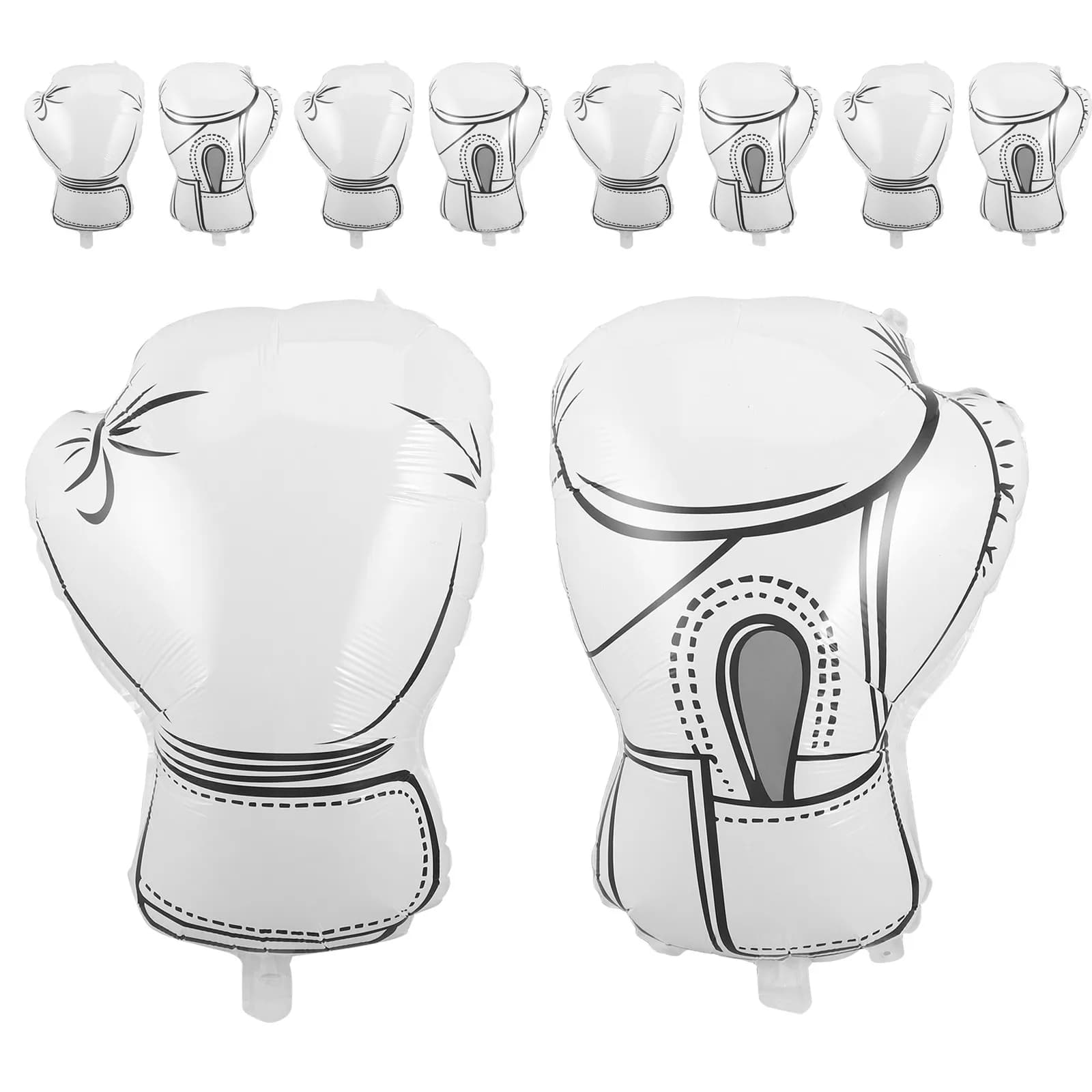10Pcs Boxing Gloves Balloons White Foil Inflatable Sport Party Decorations Wrestling Birthday Gym Themed Event Accessories