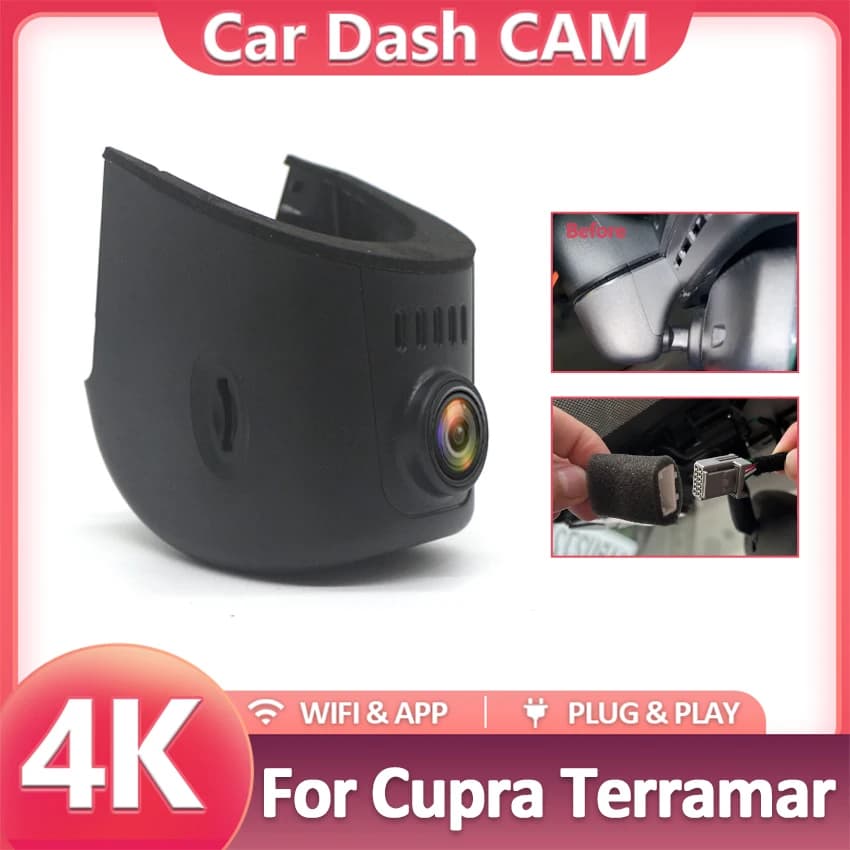 Per Cupra Terramar 2024-2026: Dashcam Anteriore e Posteriore Plug & Play per Auto, Registratore DVR con WIFI