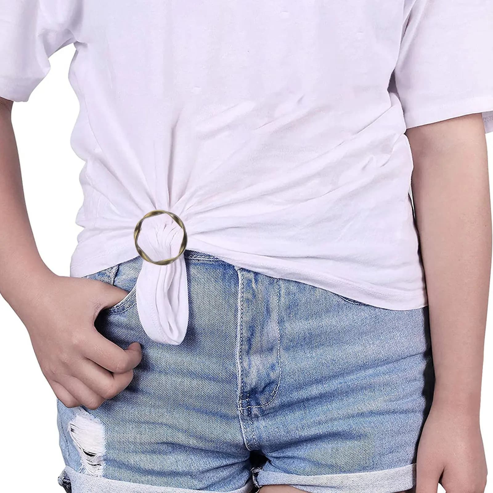 12Pcs Adjustable Shirt Clips for Women Sturdy Alloy Buckle Ring T-Shirt Hem Securer Scarf Shawl Dress Clothing Cinch Accessory