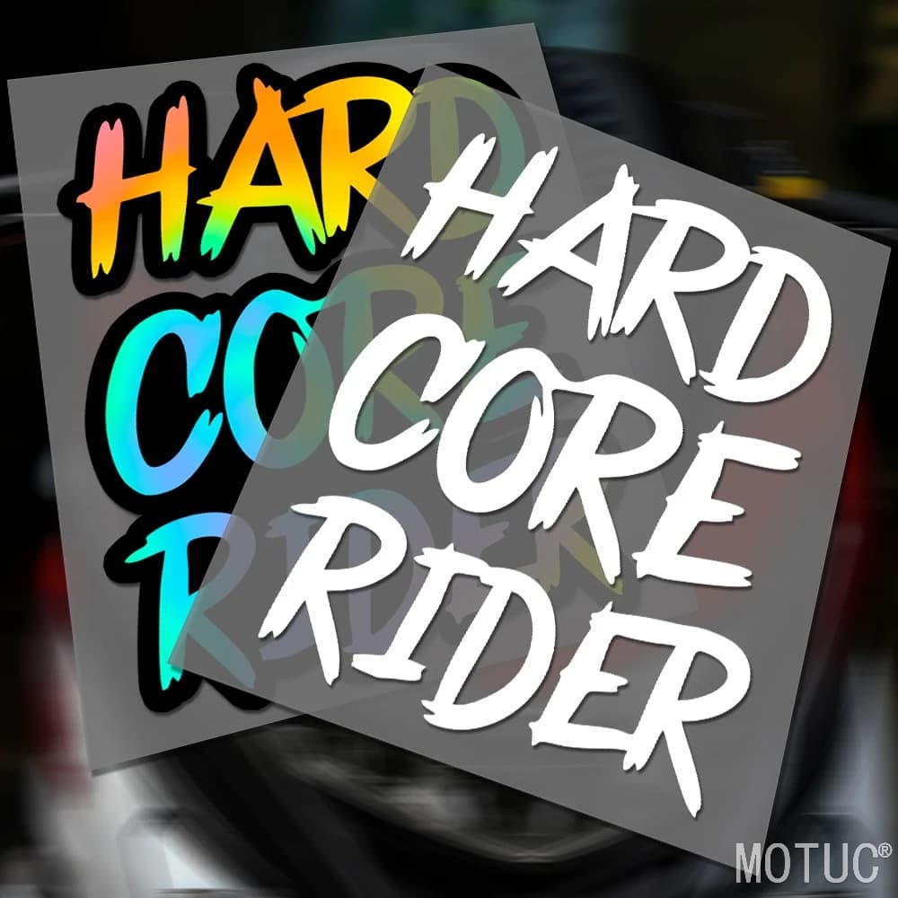 1Pc Holographic Hardcore Rider Waterproof Removable Vinyl Sticker For Motorcycle Helmet Car Bike Decor