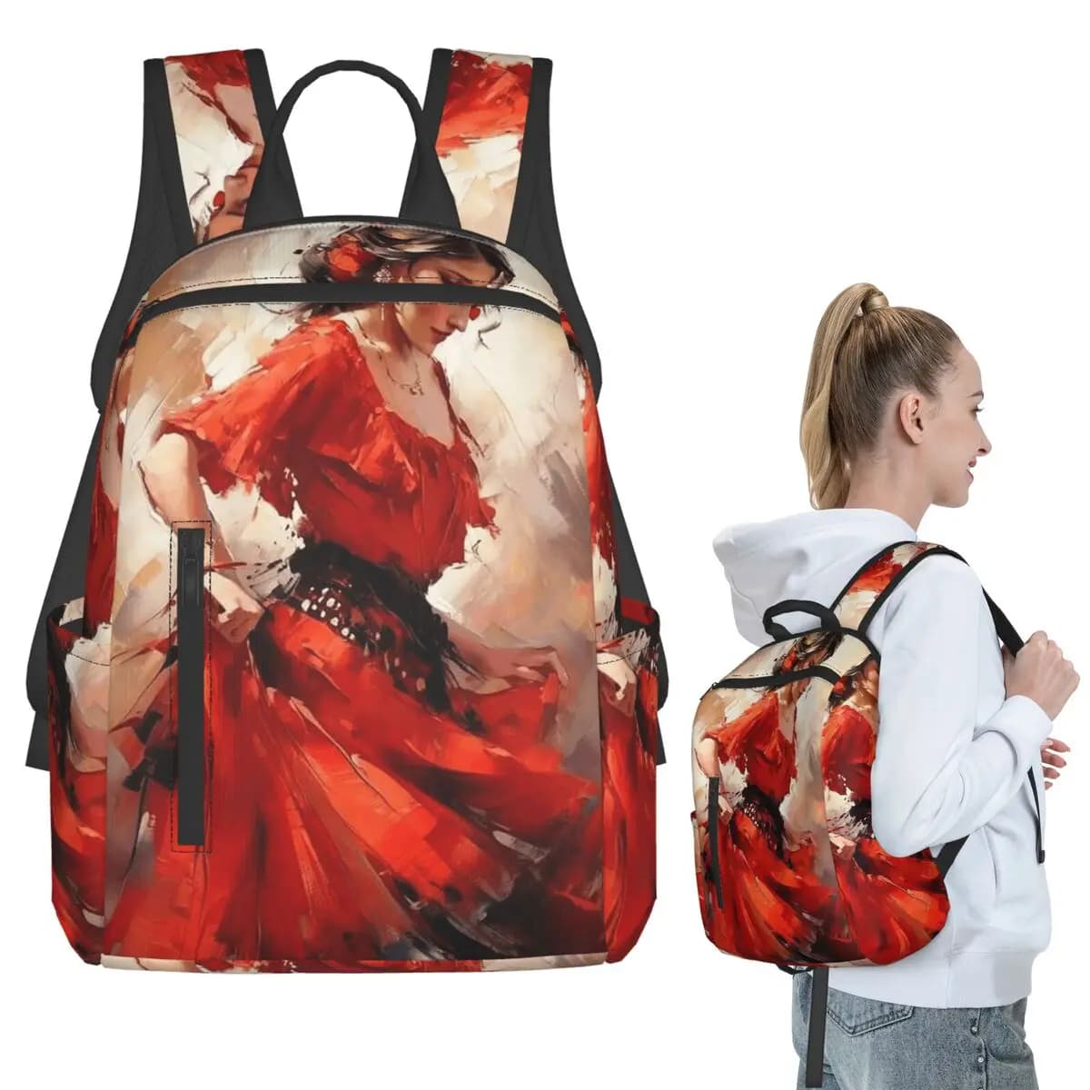 A Woman With Flamenco Touch Dance Backpack Student BookBag Kids School Bag Laptop Shoulder Bags Boys Girls