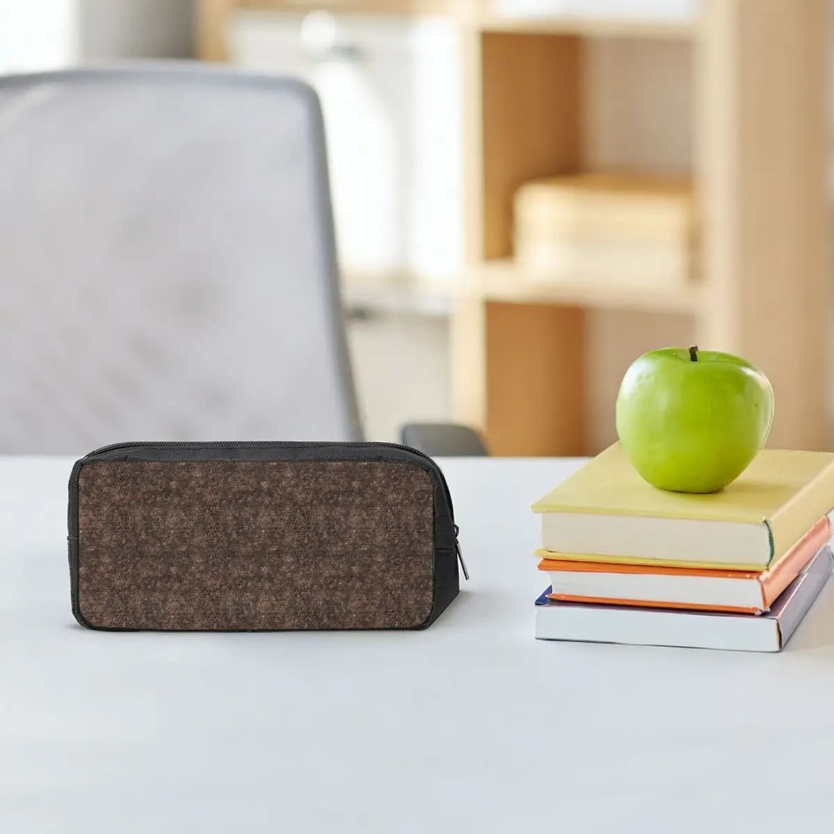 Brown Snake Skin Pattern Design Pencil Cases for Student Gifts Pen Box Pencil Bag Large Storage Pencil Pouch Pen Holder