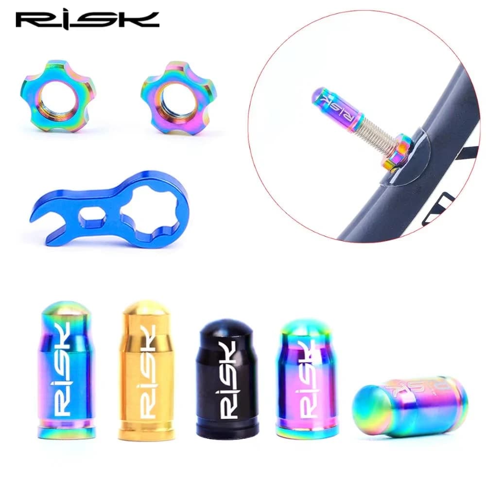 RESCHIO Titanio Presta Schrader Valve Cover Waterproof Anti Dust MTB Road Bike FV AV Dust Removal Tool Cycling Accessories