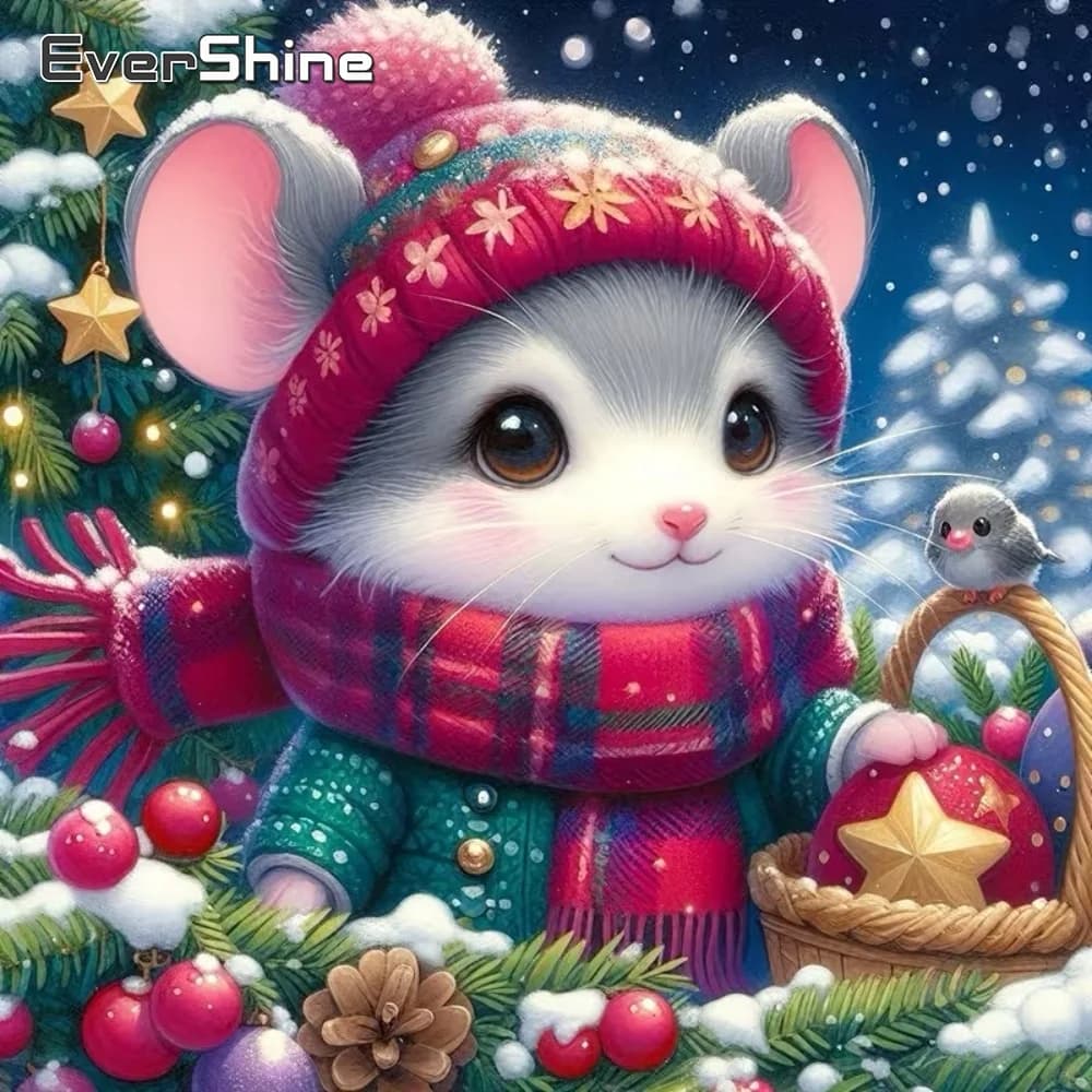 EverShine 5D DIY Diamond Painting Mouse Animal Full Drill Square Round Diamond Mosaic Cross Stitch Embroidery Unique Gift