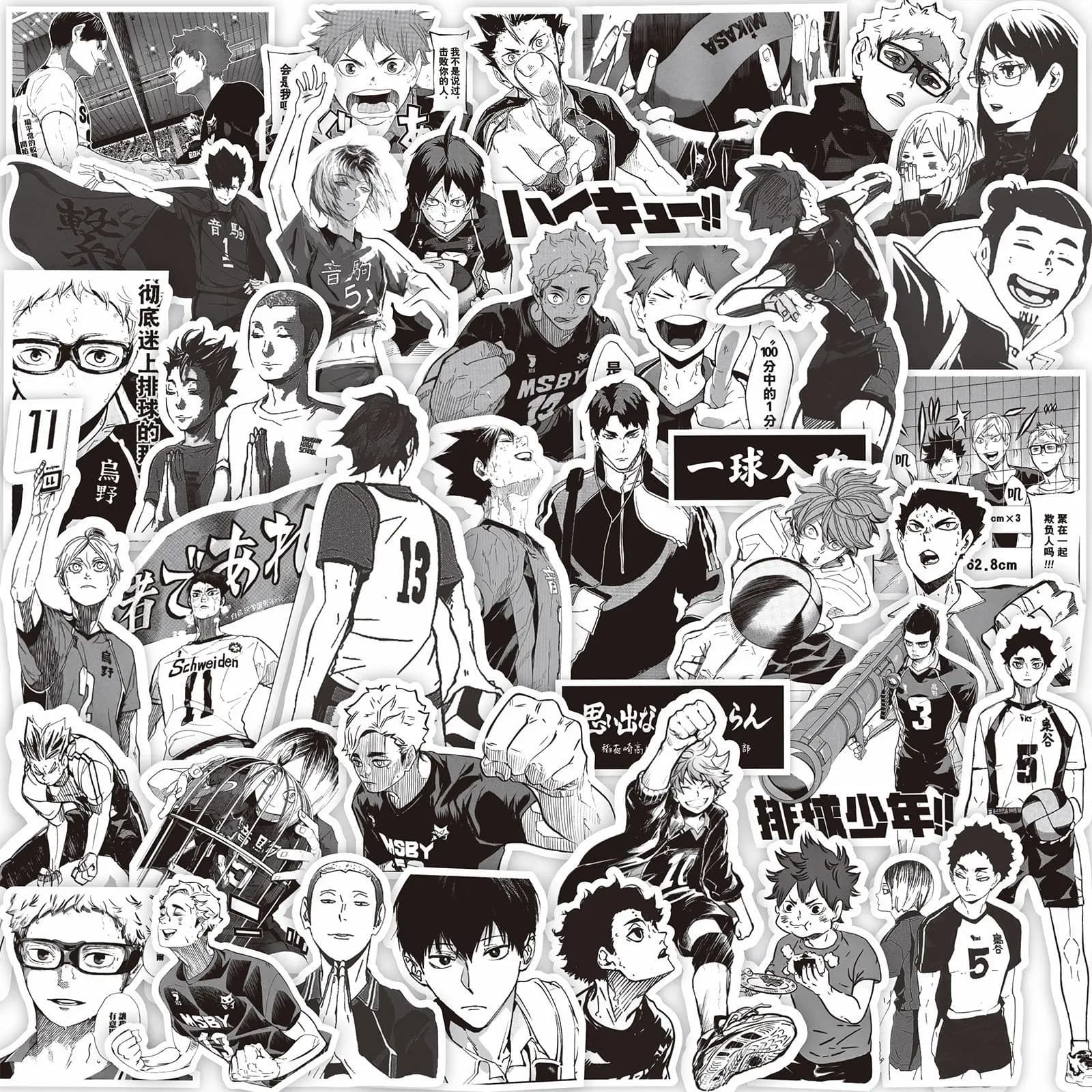 68 pezzi Haikyuu bianco nero!! Adesivi anime Decorazione Valigia Scrapbook Laptop Telefono Cancelleria Pallavolo Manga Adesivo