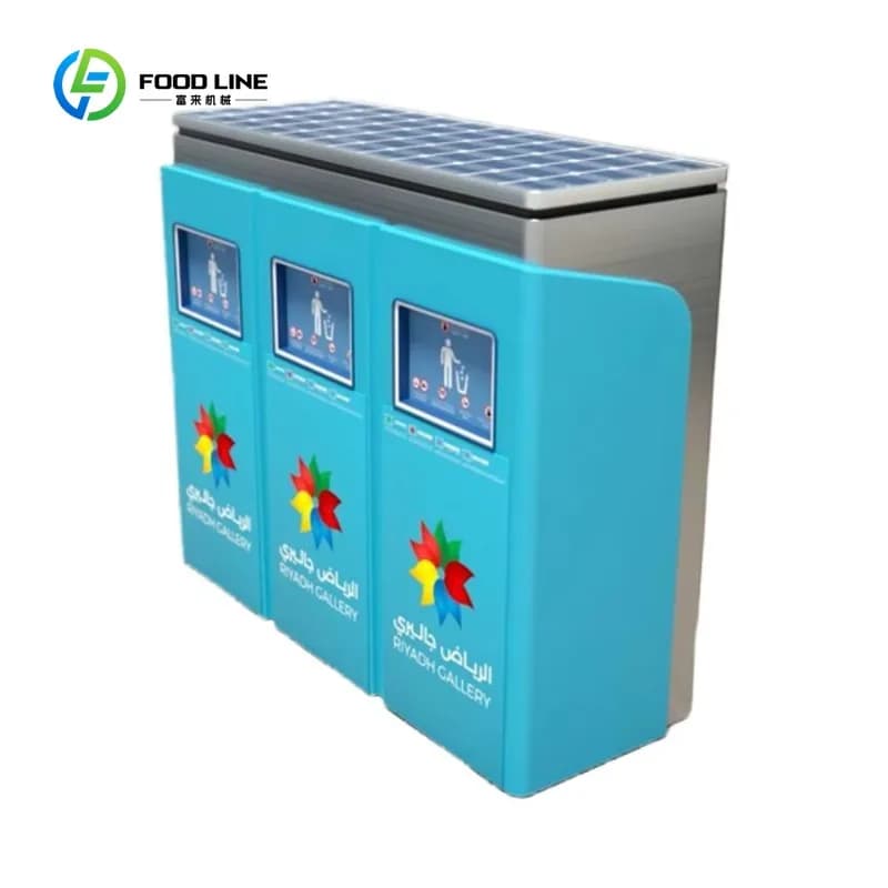 Bidone della spazzatura ad energia solare personalizzato a 3 ingressi Bidone di compattezza intelligente, stazione di riciclaggio dei rifiuti con apertura automatica del sensore