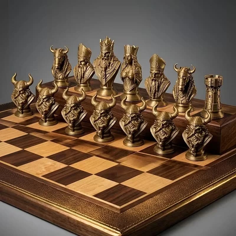 16 Pcs Nordic Viking-themed Chess Set the Perfect Holiday Gift Desktop Decorative Ornaments