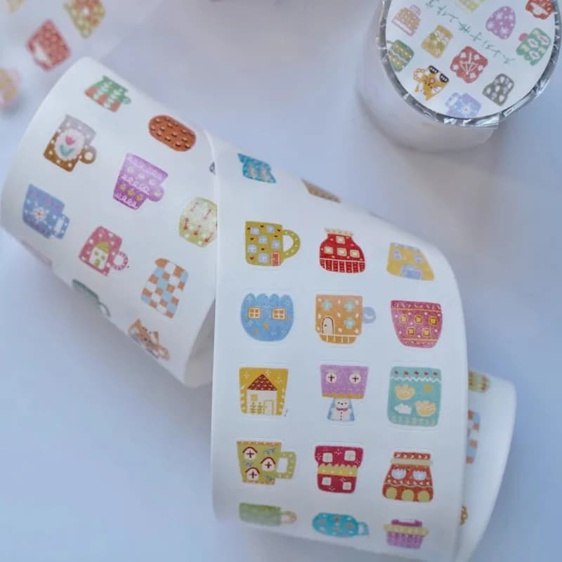 A Lot Of Coffee Cups Die Cut PET Washi Tapes Craft Supplies DIY Scrapbooking Card Making Decorative Plan Sticker