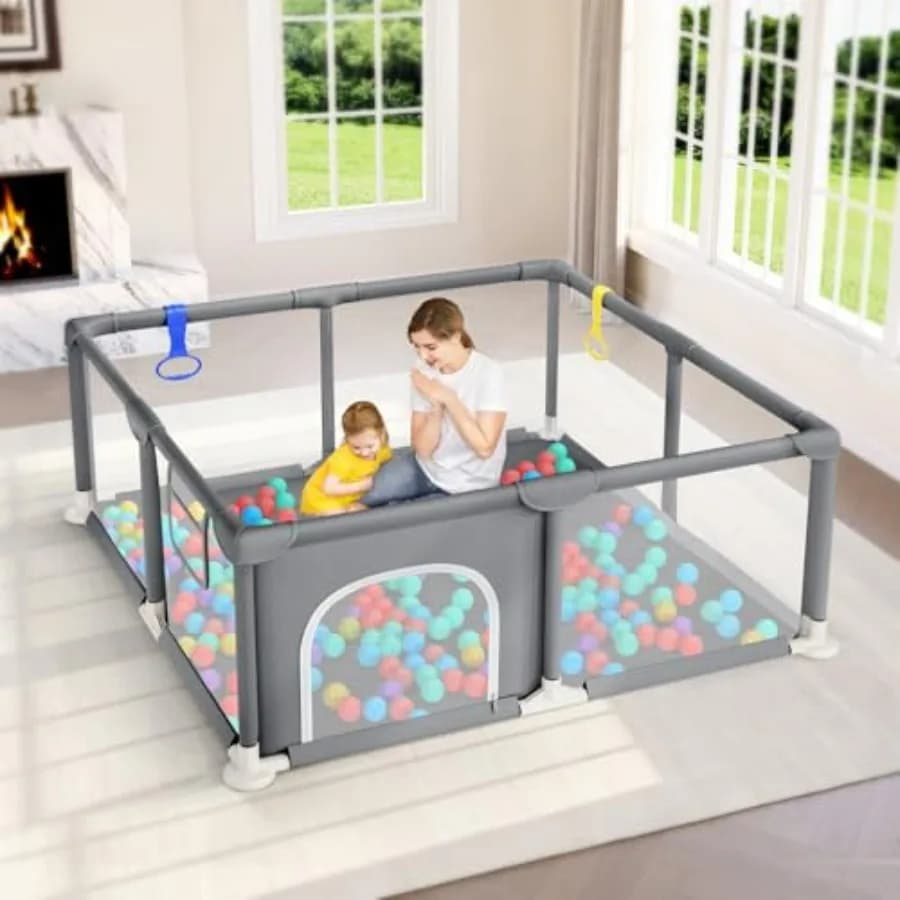 Box per Bambini 47x47 Pollici, Piccolo Recinto per Neonati con Sicurezza Migliorata, Area Gioco per Interni ed Esterni con Bordi Morbidi
