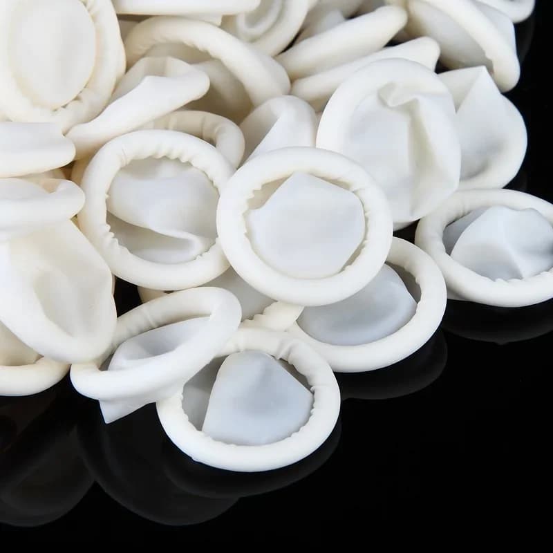 NEW 100 Pcs Thimbles Nail Art Latex Rubber Gloves Protective Protector Cover Fingertip White Small Tools