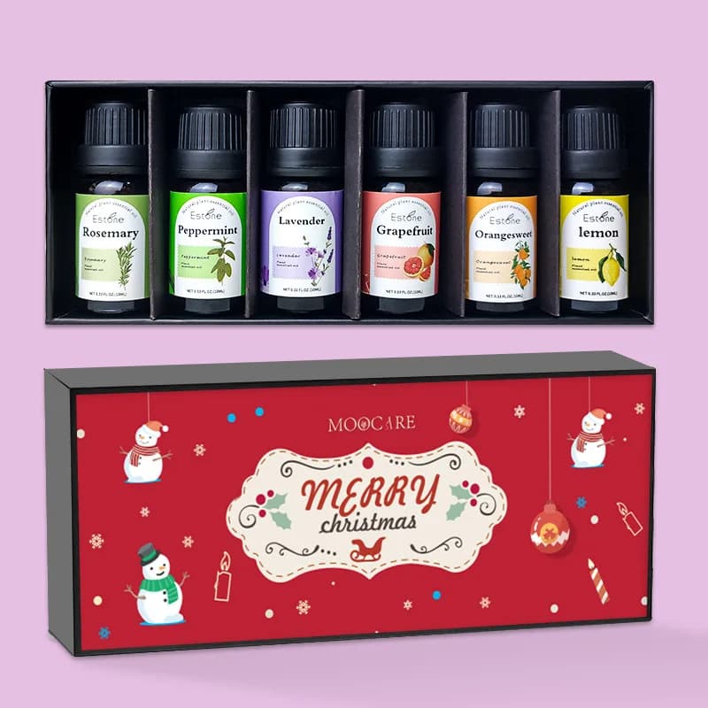 Christmas Aromatherapy Essential Oil Set 6/8Pcs Sweet Orange Lavender Frankincense Oil for Humidifier Diffuser Scent Supplies