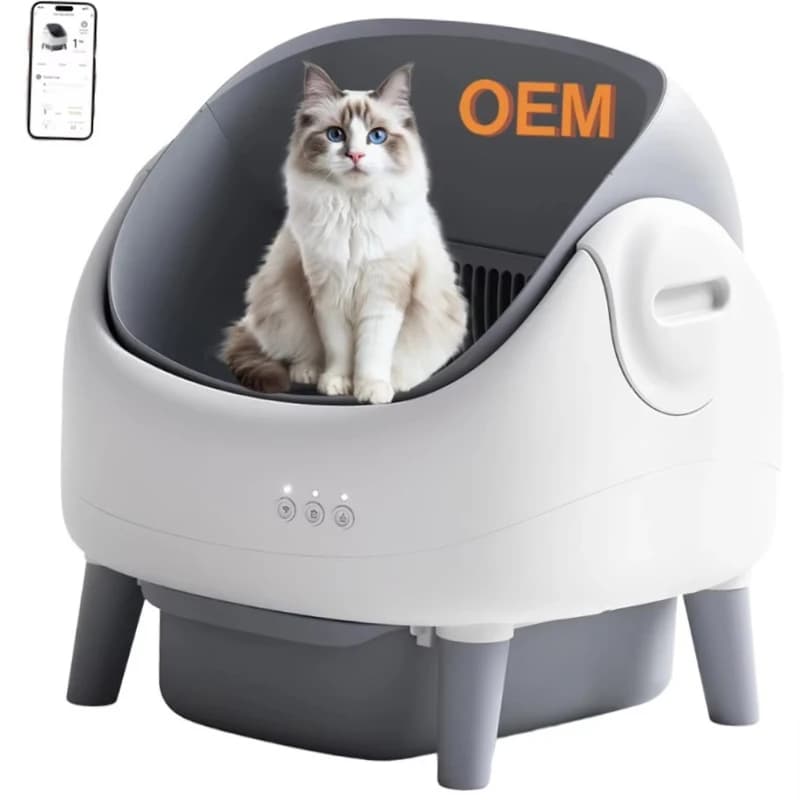 Lettiera per gatti autopulente per WC per animali domestici in plastica ABS controllata da app aperta con controllo degli odori Facile da pulire Peso 10 kg