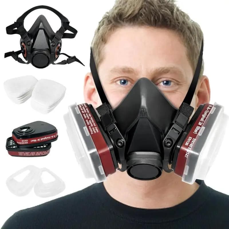 Nuova maschera antigas 7 in 1/16 in 1 Nera 6200 Maschera antipolvere Mezza faccia Respiratore Vernice spray Vapor organico Filtro gas chimico Lavoro Safet