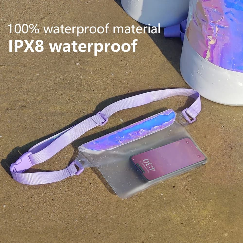 Pink Waterproof Swimming Surfing Bag PVC Beach Drifting Diving Waist Pack Shoulder Bag Water Sports Phone Pouch Outdoor Dry Bag