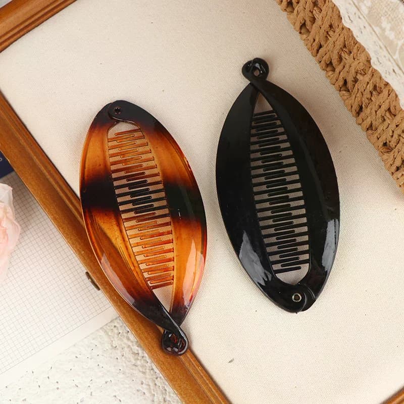 Fermacoda a Forma di Pesce, Clip per Capelli per Donne e Ragazze, Fermagli a Banana, Accessori per Acconciature Neri