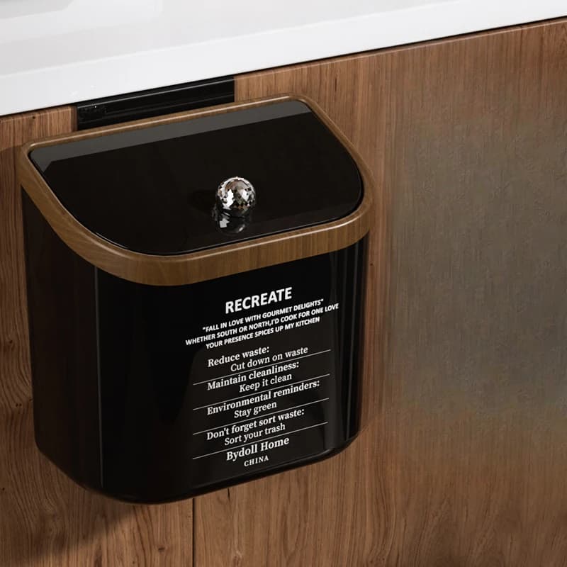 Contenitore per Compostaggio Grande da 3,2 Galloni, Cestino Sottolavello con Coperchio, Bidone Appendibile per Rifiuti, per Ufficio, Cucina, Armadio, Bagno, Camera da Letto, Nero