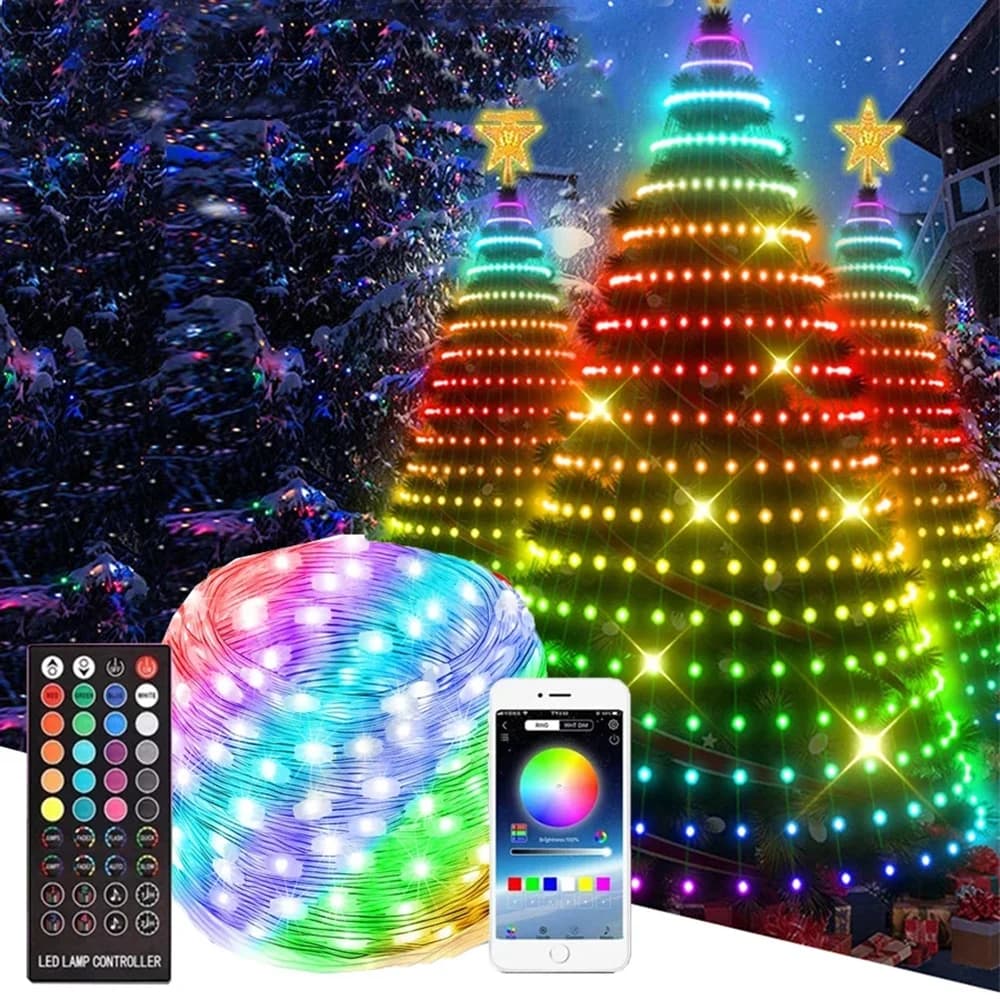 Luce intelligente della stringa Sprite dell'albero di Natale 40M RGB IC Bluetooth fai da te LED luce della stringa impermeabile luce di Natale USB