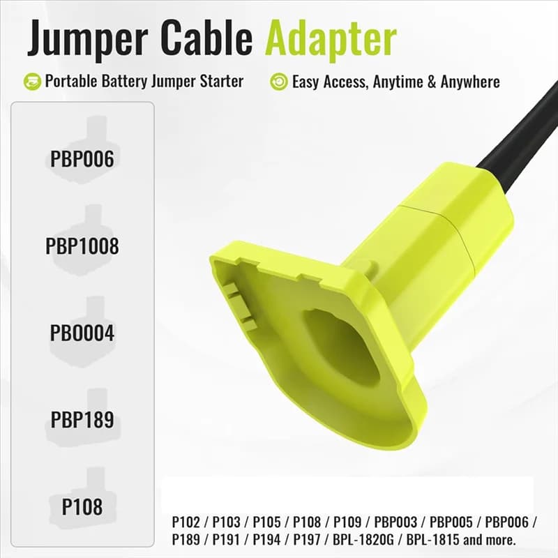 Adattatore per cavi A95I-Jumper (8AWG) per batteria Ryobi da 18 V, avviamento di emergenza per batteria portatile da 5,9 piedi per auto per avviare veicoli leggeri