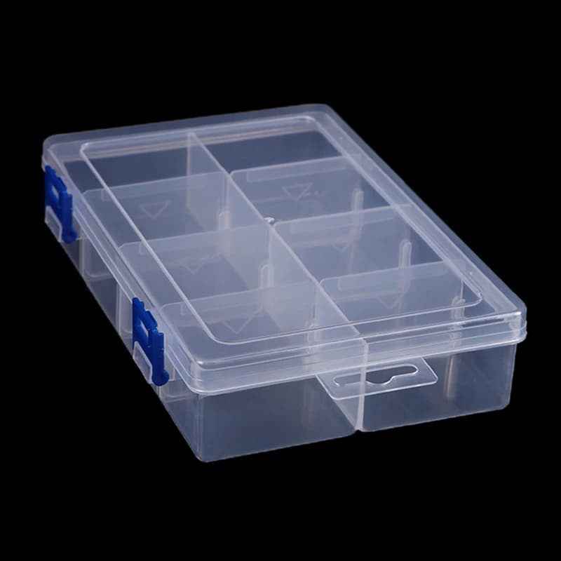 Custodia multifunzionale 20*13.5*4.5cm scatola portaoggetti in plastica grande 8 griglie vite scatola Organizer trasparente per componenti elettronici