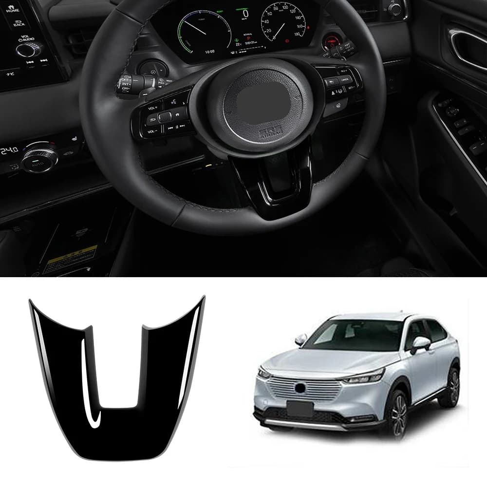 HOT-Car V Style Steering Wheel Panel Cover Trim Decoration Frame Sticker For Honda Vezel HR-V HRV 2021 2022,Car V Style Steering