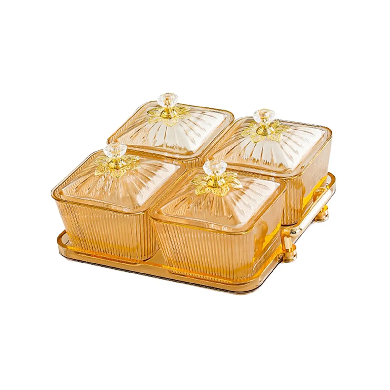 Vassoio per Frutta Secca, Piatti Divisi per Servire, Piatto di Lusso per Caramelle e Noci con Coperchio, Piatto per Antipasti per Feste, Matrimoni, Noci, Biscotti
