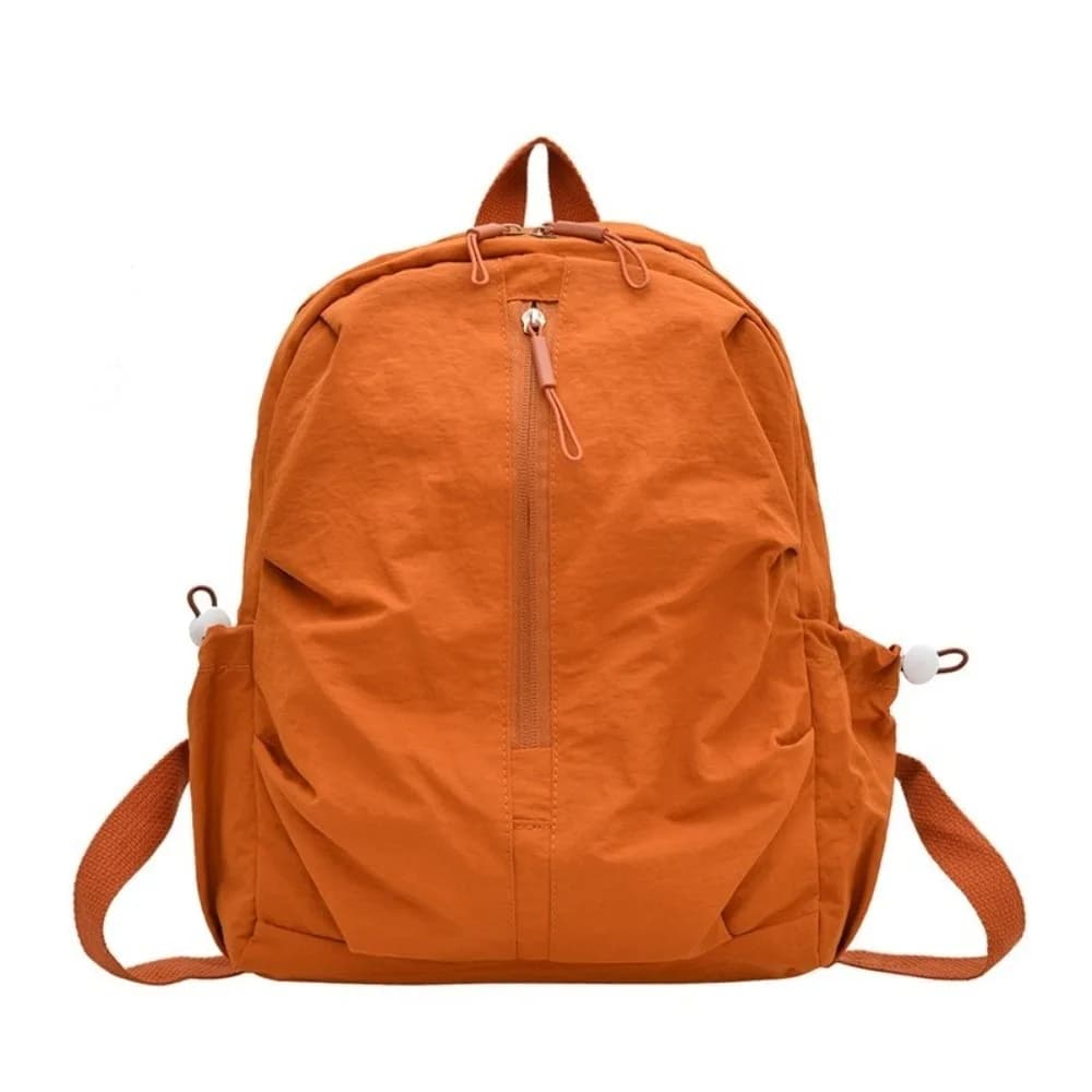 Casual Pleated Nylon Backpack Large Capacity Solid Color Rucksack Durable Lightweight Student School Bag Travel