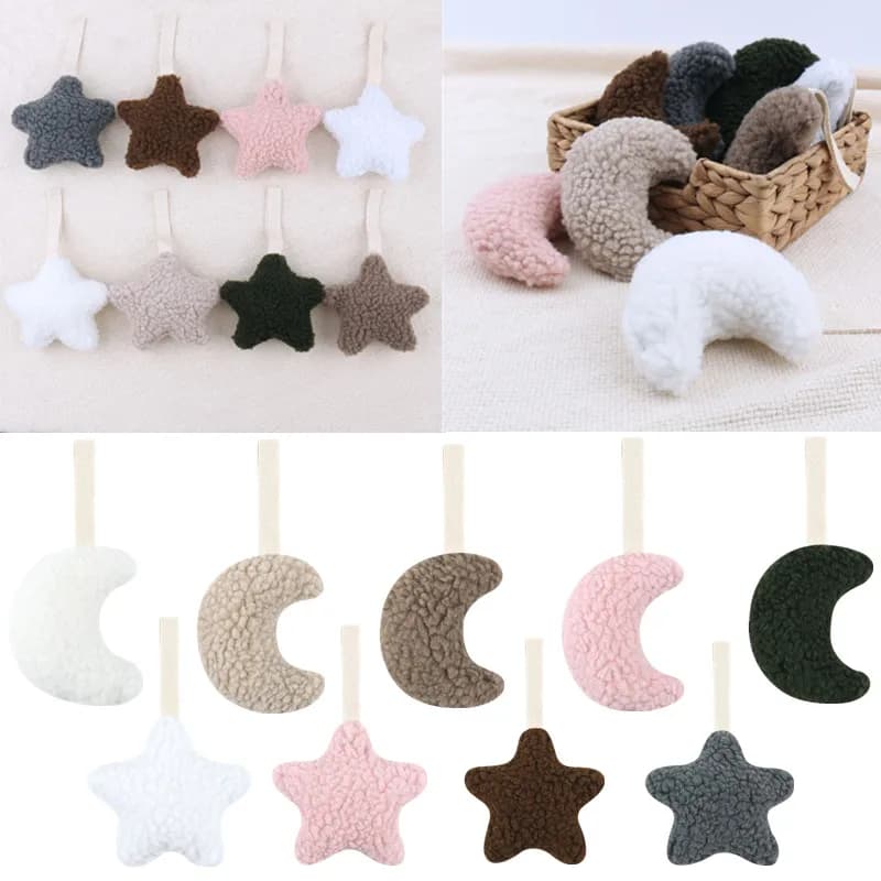Cartone animato 3D forma di luna ciuccio Clip catena ciondolo soffice cotone farcito stella manichino capezzolo Clip giocattolo ciuccio catena Decor