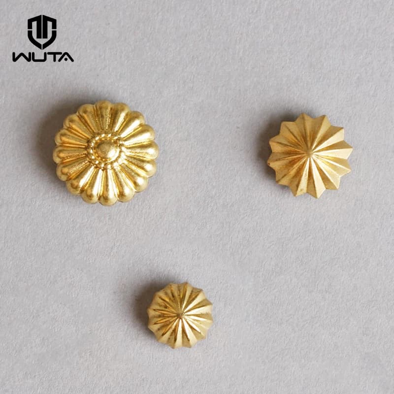 WUTA 10 pezzi in ottone massiccio crisantemo vite posteriore rivetto bottone decorazione per fai da te artigianale in pelle cintura da sella portafoglio borsa decorazione