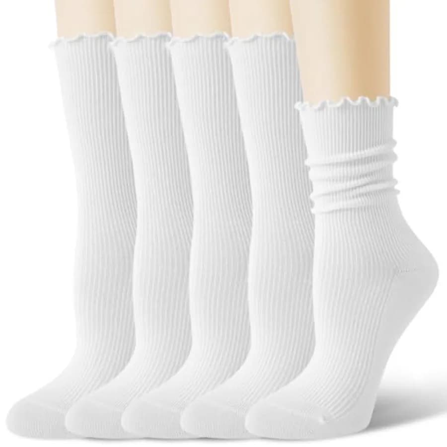 BISOUSOX Thin Merino Wool Ruffle Socks for Women, Cute and Warm Cozy Frilly Boot Socks for Work, Daily and Casual Wear