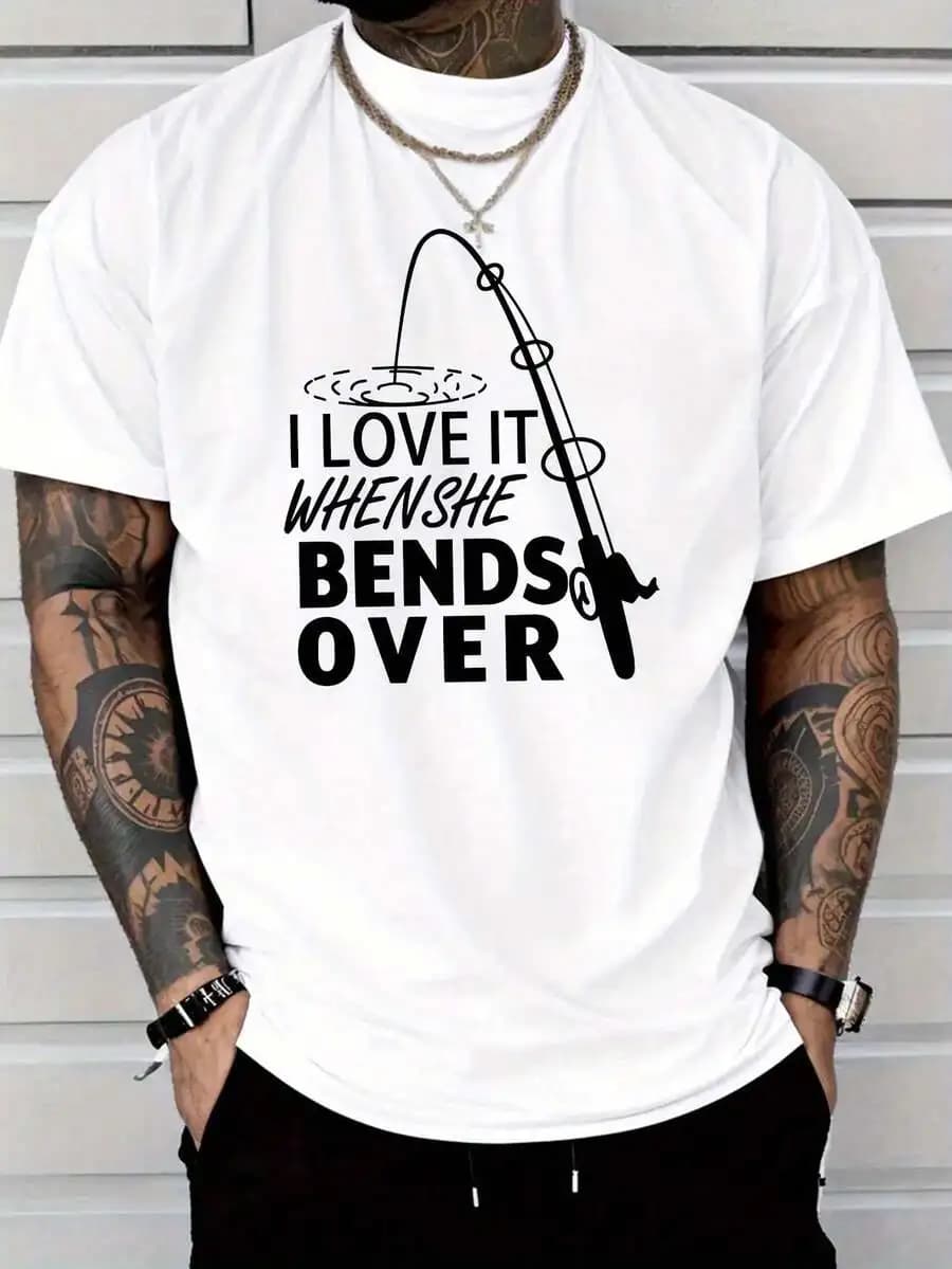 Men Casual Fashion Short-Sleeve T-Shirt Designed With A Curved And Letter Print Lightweight Regular Fit Round Neck Comfortable S
