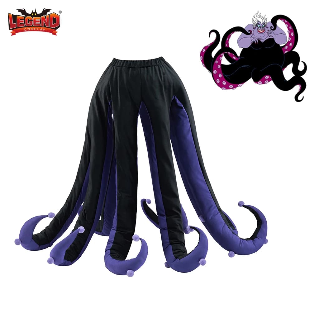 Ursula Cosply Costume Costume da strega di mare Donna Ursula Nero Viola Tentacoli lunghi Costume da polpo Gonna Costume da polpo malvagio