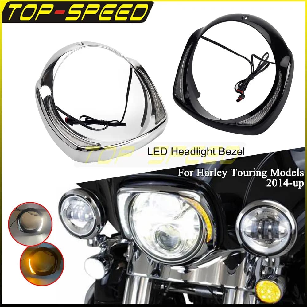 7 ''LED Lighthouse for Harley Touring CVO Street Electra Tri-Glide Ultra Limited Visiera Trim Ring Batwing Carenatura Cover 14+