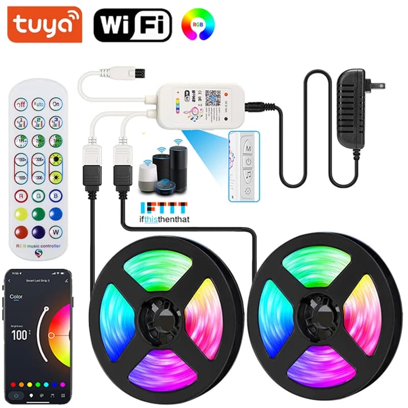 Wifi Led Strip Lights 220v 5050 Bluetooth Led Tape Light Strip Musica Sincronizzazione Strisce di illuminazione a Led Adesivo Smart Led Strip 12v Rgb