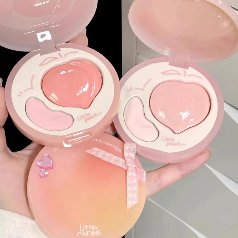 Little Ondine Cosmetics Combinazione a doppio effetto Polvere lucida Fard Piastra Riparazione viso Trucco illuminante multiuso