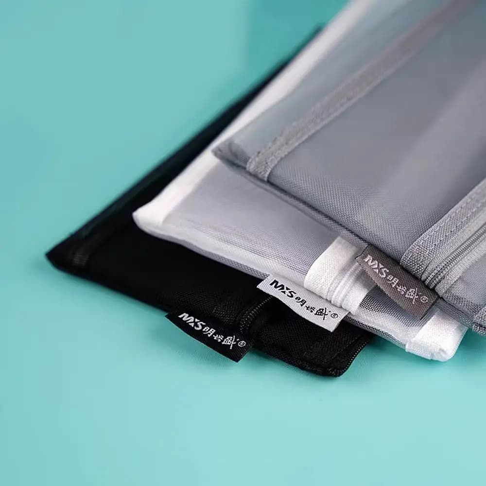 Document Pen Box Office Nylon Pencil Case Double Mesh Pencil Bag School Stationery Supplies Cosmetic Storage Bag File Folder