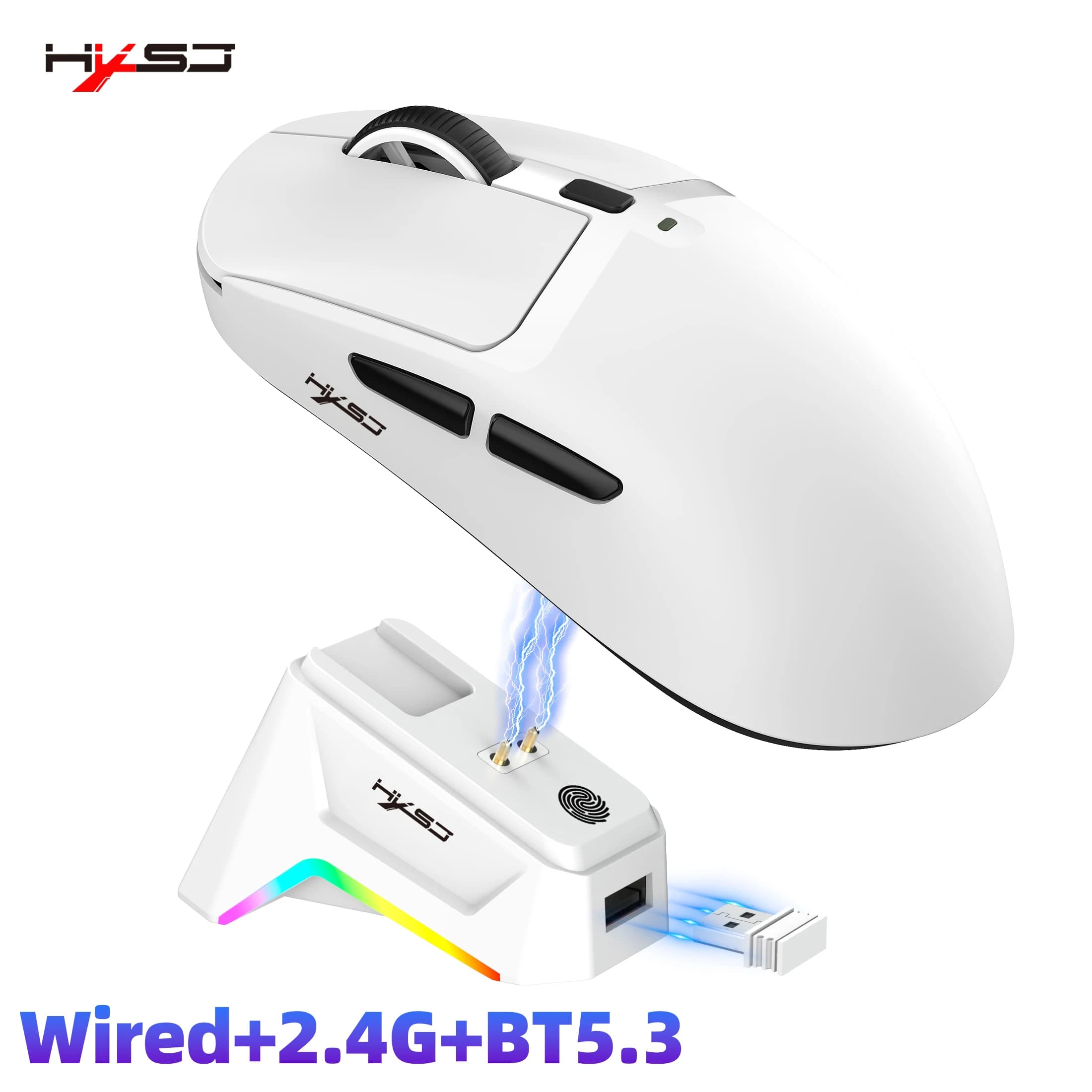 HXSJ T10 Mouse da gioco wireless nuovo arrivo Stile 3D Mouse ottico a 6 pulsanti Dock di ricarica dal design leggero destro per laptop