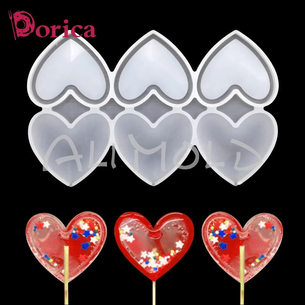 Dorica Love Heart resina stampo epossidico sonaglio fatto a mano Shaker lecca-lecca stampo gioielli fai-da-te modelli da cucina strumenti per decorare torte