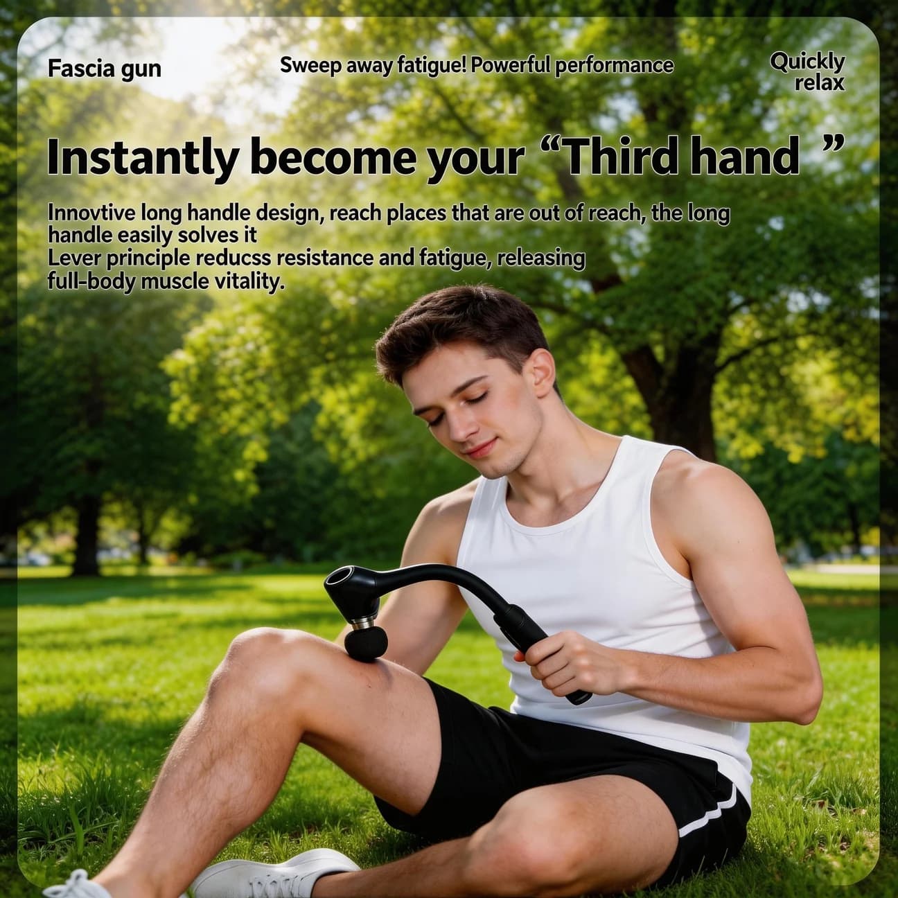 JianYouCare Electric Fascia Gun Extend Handle Self-assist Massage High Frequency Vibration body Massager Muscle Relaxation tool