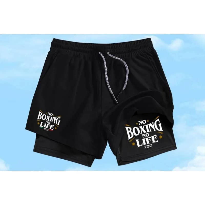 Cycling Men's Double Layer Sports Shorts Quick Drying and Breathable Fitness 2-in-1 Training with Phone Pocket Multi-functional