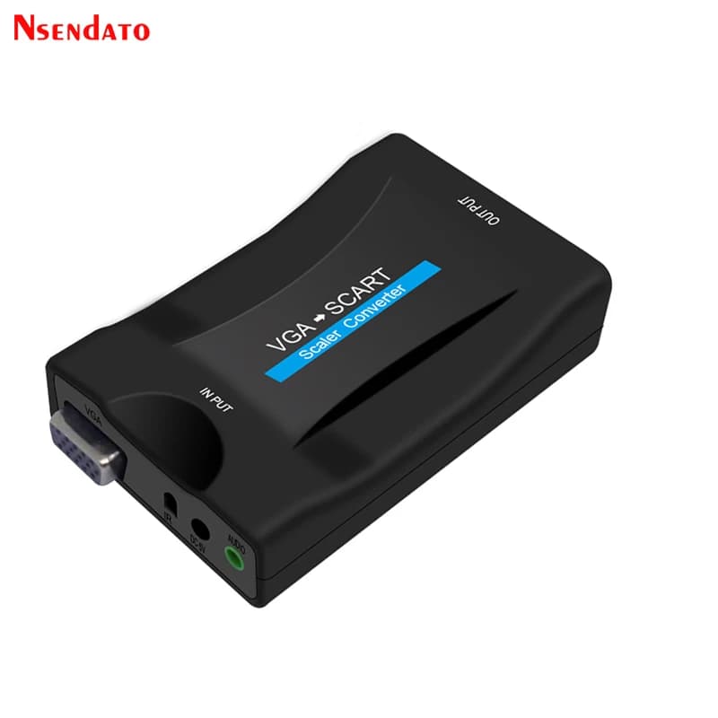AV signal converter adapter from VGA to Scart 1080P with remote control Support NTSC PAL for STB HDTV DVD TV