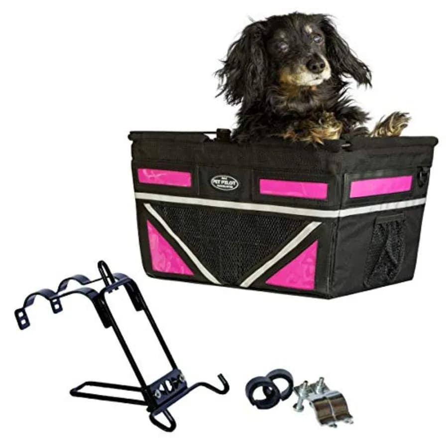 Cestino Porta Cani per Bicicletta Pet-Pilot MAX, 8 Opzioni di Colore per la Tua Bici, Rosa