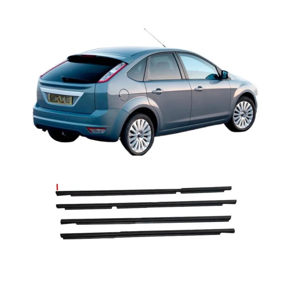 Kit da 4 pezzi in gomma per vetro per finestra esterna nera per Ford Focus 2006-2009 4M51A20563AJ Guarnizione esterna in laminato 93 cm 75,5 cm