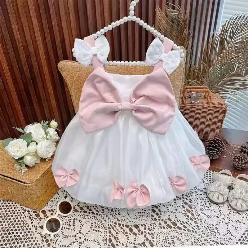 Vestito Estivo per Bambina Stile Principessa in Cotone Leggero, Abito Morbido e Traspirante per Occasioni Speciali