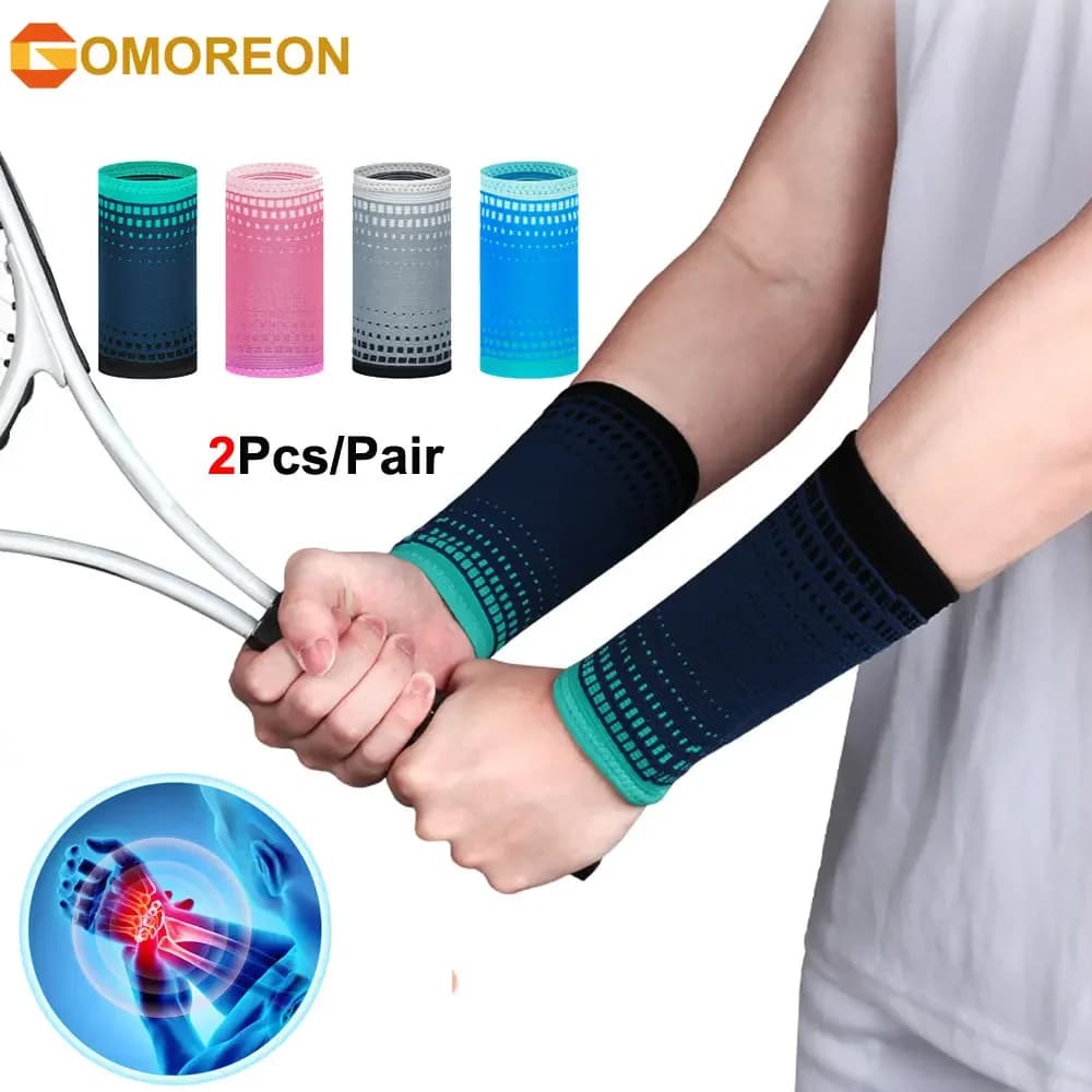 GOMOREON 2 pezzi cinturino da polso in nylon lavorato a maglia - leggero, elastico e traspirante - uomo, donna - per sudore, sport, esercizi, allenamento, palestra