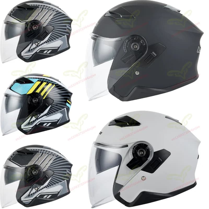 Casco da Moto Kuqibao, Casco Mezzo Integrale con Doppia Lente per Uomo e Donna, Certificato 3C per Tutte le Stagioni